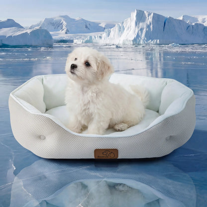 Bedsure Cooling Pet Bed - round Bolster, Slip-Resistant, Soft Polyester Filling Hugs Body for Small Dogs & Cats