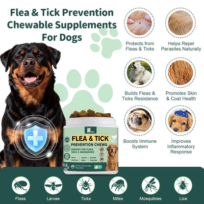 150Ct-Petrivium Dog Flea & Tick Support Soft Chews - Natural Oral Supplement - Suitable for All Breeds & Sizes-Chicken Flavor#Summervibes#Petlovers #Tiktokshopspringglowup