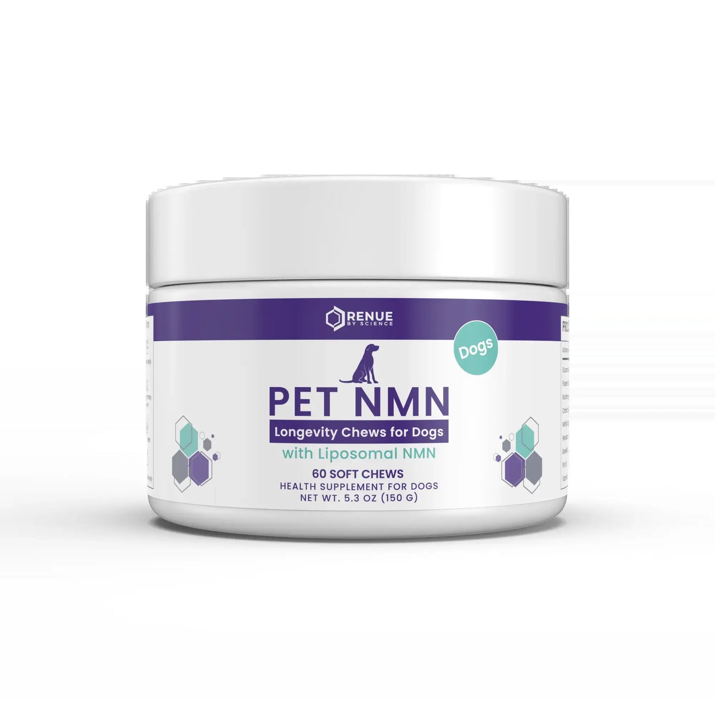 RENUE PET NMN Longevity Chews for Dogs - 60 Soft Chews with Liposomal NMR for Dog Health and Weight Management