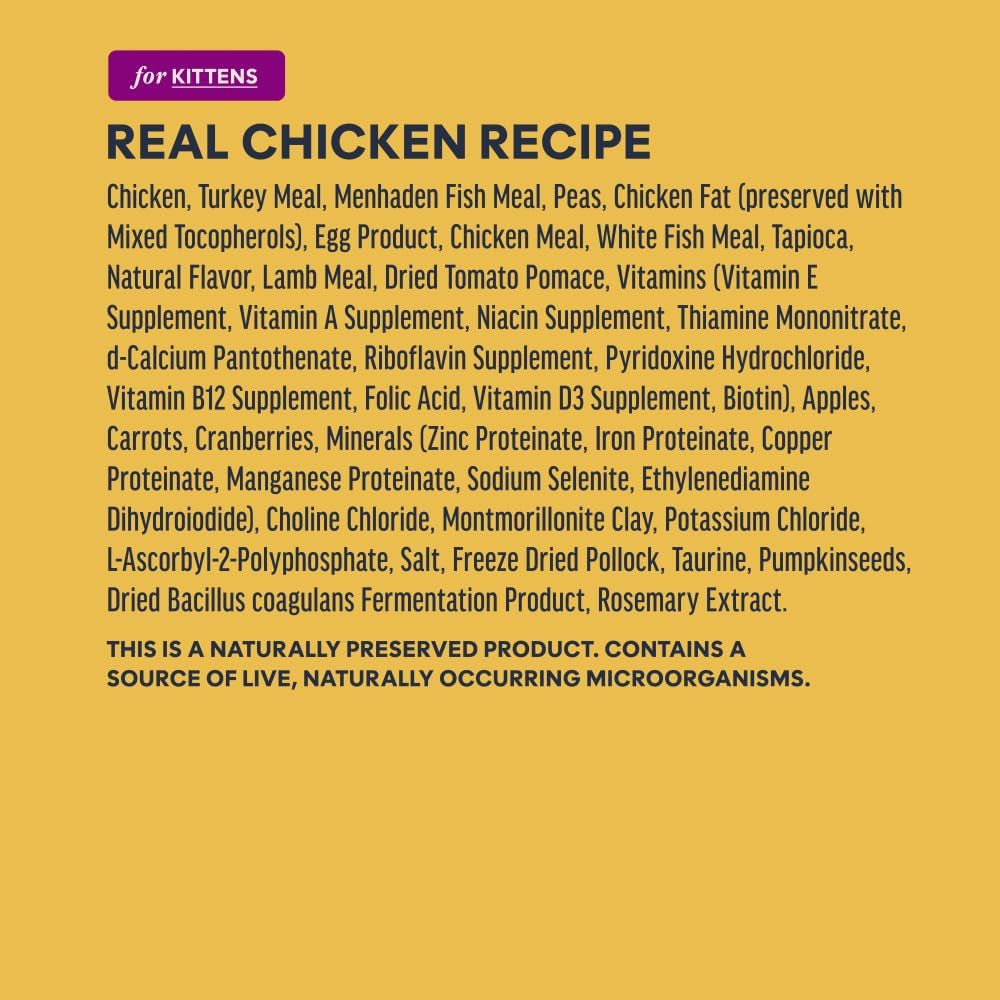 Original Kitten Dry Food, Raw Coated, Real Chicken, 4.5 Lb. Bag | Raw-Coated Kibble with Cage-Free Chicken, High Animal Protein, DHA, Probiotics, and Omegas to Support Growing Kittens
