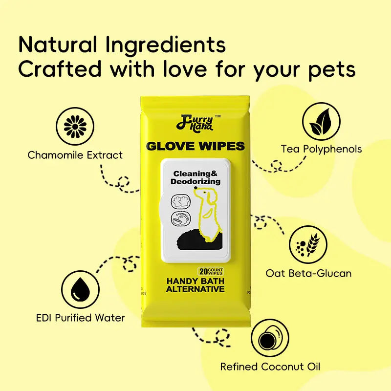 No-Rinse Grooming - PRO Pet Glove Wipes (20Pcs) Hypoallergenic Bathing Deodorizing for Dogs & Cats | Extra Thick & Natural Ingredients for Daily Care Travel | Glove-Fit Design Flexible Controlled Clean | Eco-Friendly Value Pack Kittens