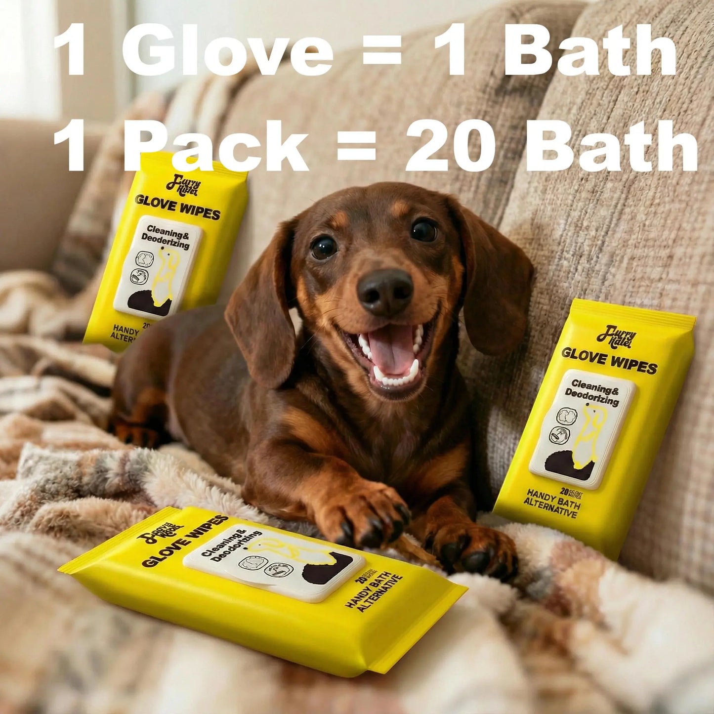 No-Rinse Grooming - PRO Pet Glove Wipes (20Pcs) Hypoallergenic Bathing Deodorizing for Dogs & Cats | Extra Thick & Natural Ingredients for Daily Care Travel | Glove-Fit Design Flexible Controlled Clean | Eco-Friendly Value Pack Kittens
