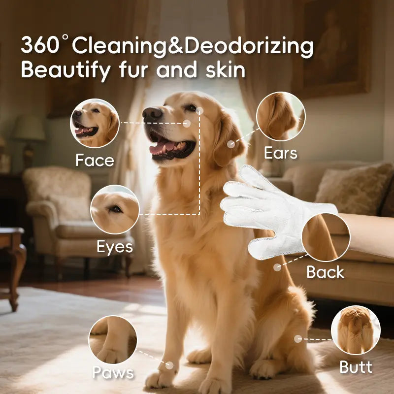No-Rinse Grooming - PRO Pet Glove Wipes (20Pcs) Hypoallergenic Bathing Deodorizing for Dogs & Cats | Extra Thick & Natural Ingredients for Daily Care Travel | Glove-Fit Design Flexible Controlled Clean | Eco-Friendly Value Pack Kittens