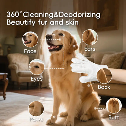 No-Rinse Grooming - PRO Pet Glove Wipes (20Pcs) Hypoallergenic Bathing Deodorizing for Dogs & Cats | Extra Thick & Natural Ingredients for Daily Care Travel | Glove-Fit Design Flexible Controlled Clean | Eco-Friendly Value Pack Kittens