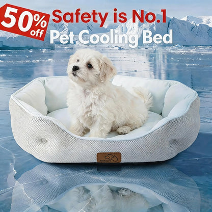 Bedsure Cooling Pet Bed - round Bolster, Slip-Resistant, Soft Polyester Filling Hugs Body for Small Dogs & Cats