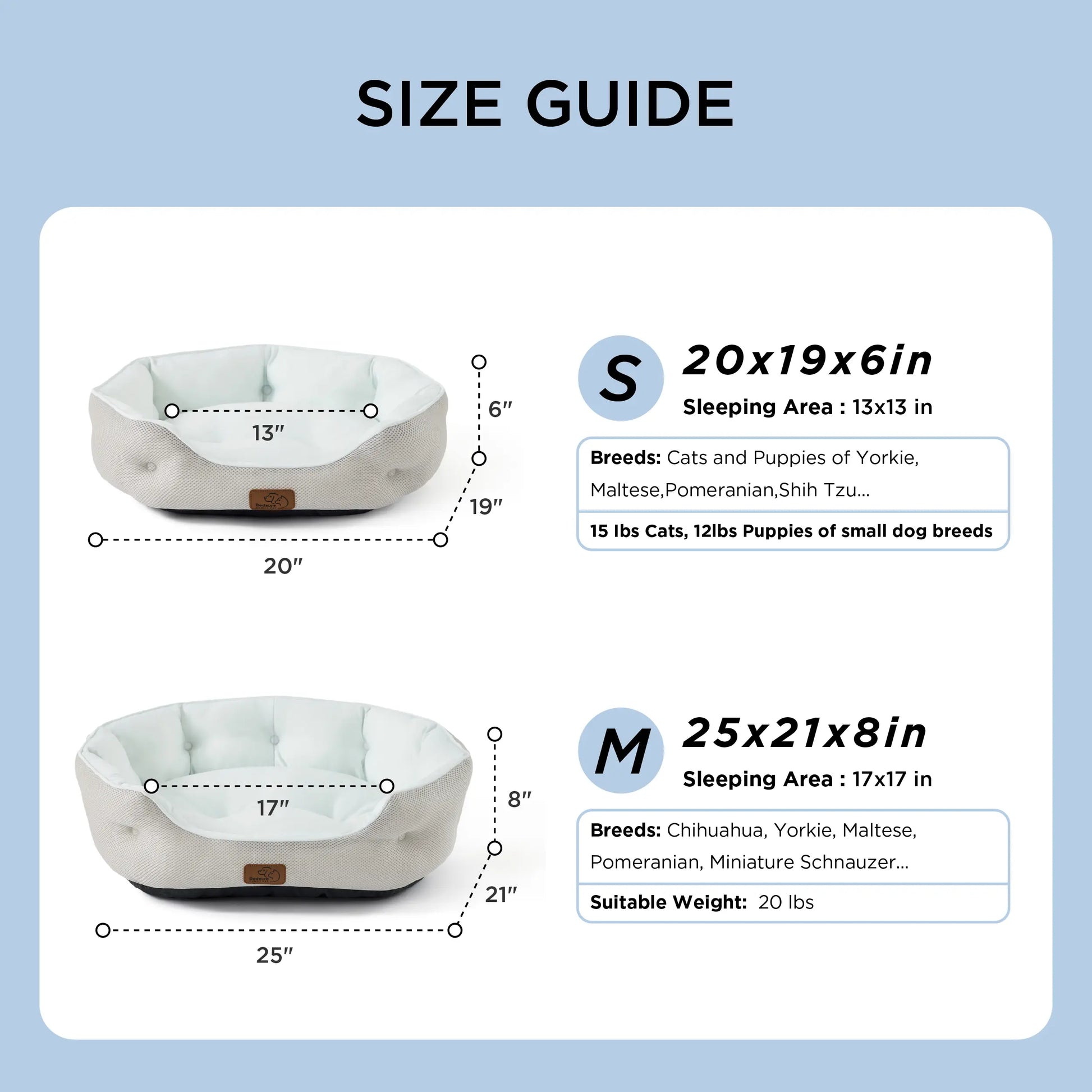 Bedsure Cooling Pet Bed - round Bolster, Slip-Resistant, Soft Polyester Filling Hugs Body for Small Dogs & Cats