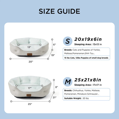 Bedsure Cooling Pet Bed - round Bolster, Slip-Resistant, Soft Polyester Filling Hugs Body for Small Dogs & Cats