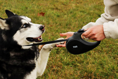 Original Retractable Dog Leash, Anti-Slip, 16’ Tape (Large, Black/Grey) | Anti-Slip Handle, 16 Ft Strong Nylon Tape, One-Handed Brake, Pause, Lock