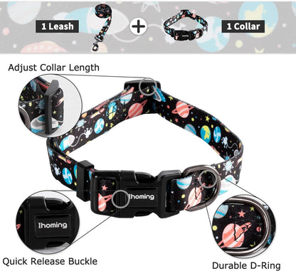 Dog Collar and Leash Set for Small Dogs & Cats, up to 20 Lbs | Soft Splicing Design, Adjustable Durable Pet Collar Leash for Everyday Walks, Training, and Outdoor Activities