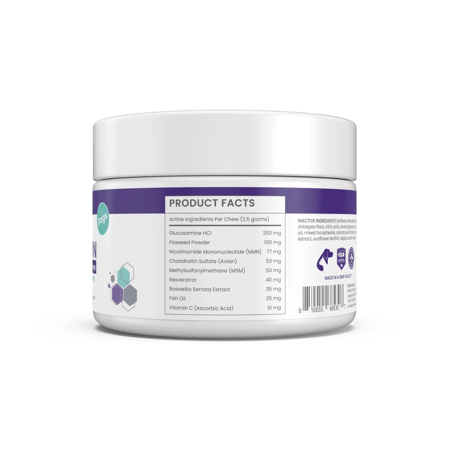 RENUE PET NMN Longevity Chews for Dogs - 60 Soft Chews with Liposomal NMR for Dog Health and Weight Management