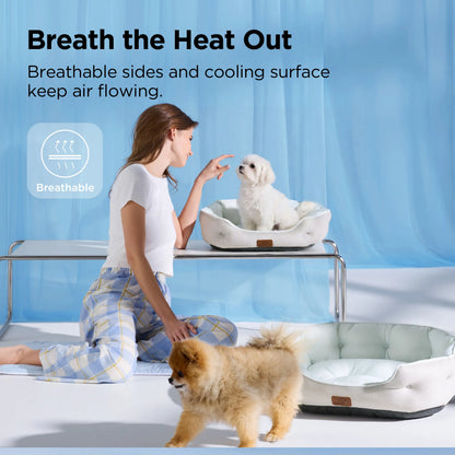 Bedsure Cooling Pet Bed - round Bolster, Slip-Resistant, Soft Polyester Filling Hugs Body for Small Dogs & Cats