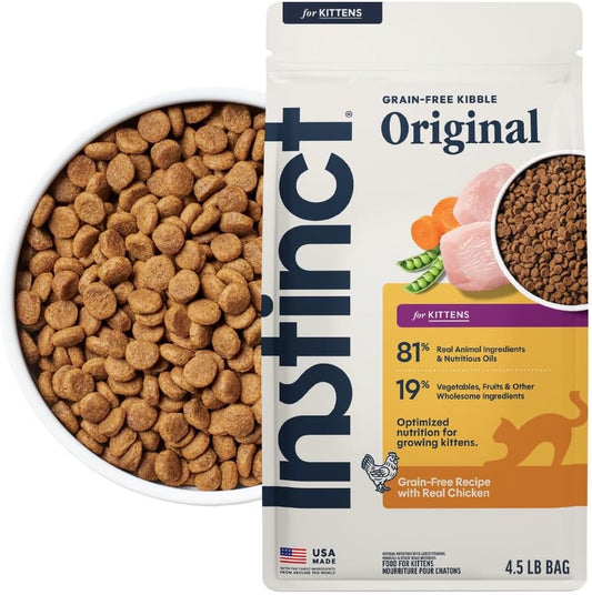 Original Kitten Dry Food, Raw Coated, Real Chicken, 4.5 Lb. Bag | Raw-Coated Kibble with Cage-Free Chicken, High Animal Protein, DHA, Probiotics, and Omegas to Support Growing Kittens