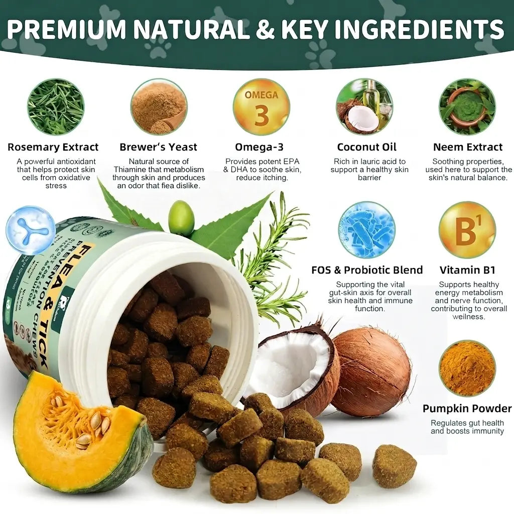 150Ct-Petrivium Dog Flea & Tick Support Soft Chews - Natural Oral Supplement - Suitable for All Breeds & Sizes-Chicken Flavor#Summervibes#Petlovers #Tiktokshopspringglowup