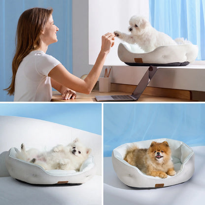 Bedsure Cooling Pet Bed - round Bolster, Slip-Resistant, Soft Polyester Filling Hugs Body for Small Dogs & Cats