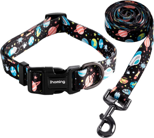 Dog Collar and Leash Set for Small Dogs & Cats, up to 20 Lbs | Soft Splicing Design, Adjustable Durable Pet Collar Leash for Everyday Walks, Training, and Outdoor Activities